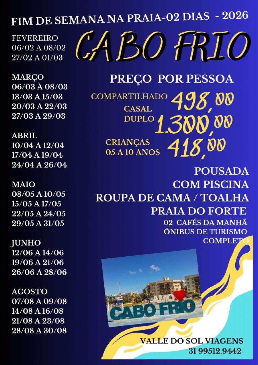 CABO FRIO  - SEXTA A DOMINGO  - BAIXA 